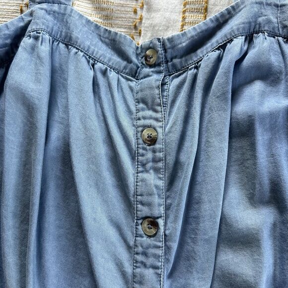 Motherhood Maternity Women’s Blue Denim Tank Blouse w/Tie Front Size XL - Picture 2 of 11